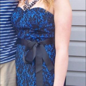 Beautiful deep blue and black cocktail dress.